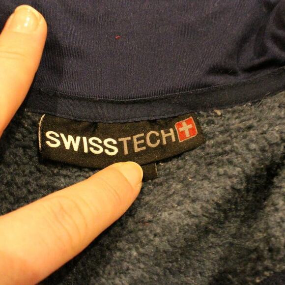 SwissTech Men's Soft Shell Heathered Navy Full Zip Jacket Size Medium Midweight - Picture 5 of 5